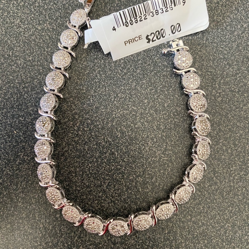 1 ct Diamond tennis Bracelet silver 18-19 cm NWT